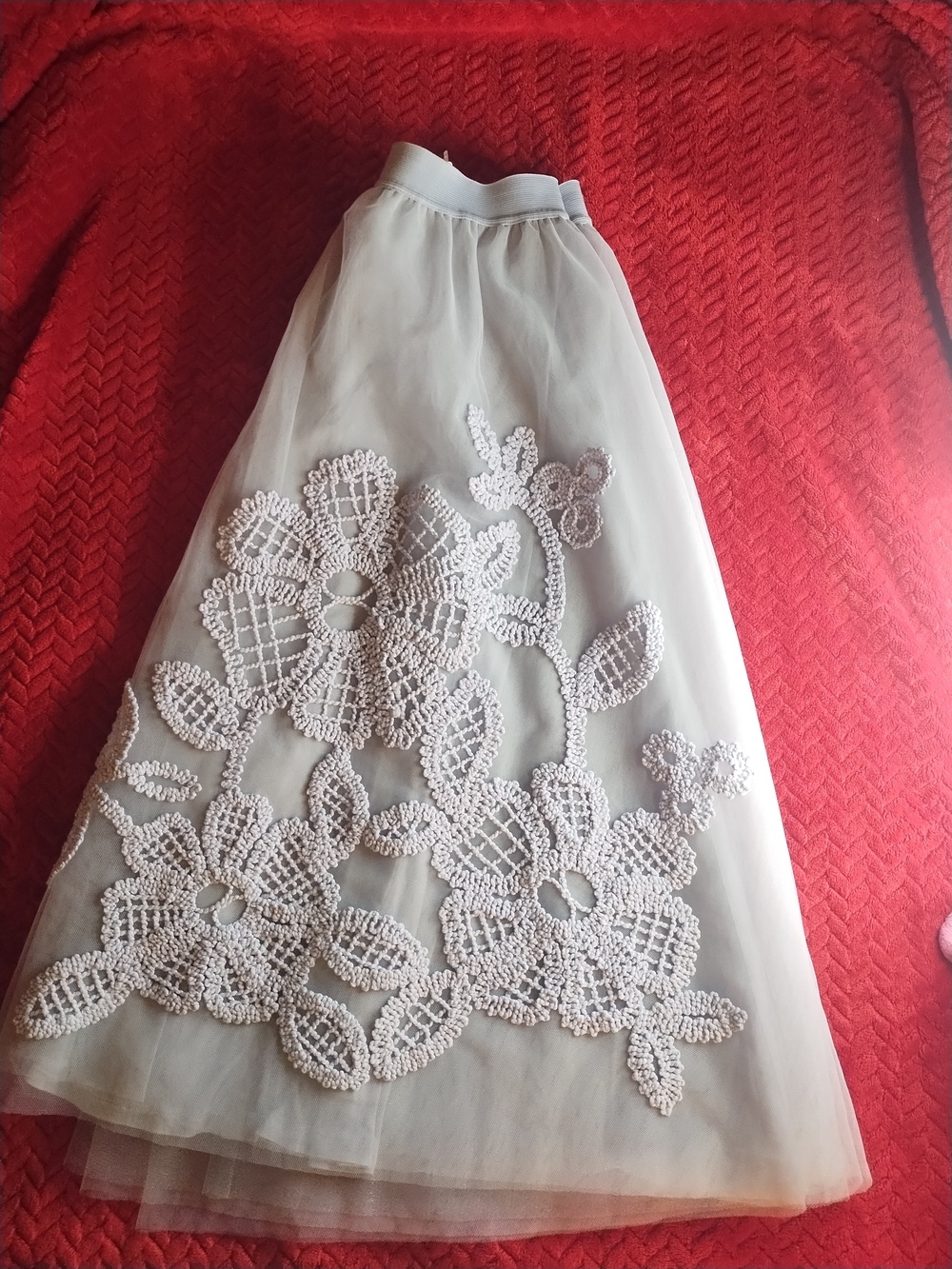 Women’s Embroidered White Tulle Skirt